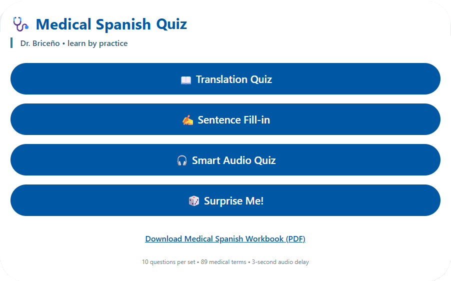 Medical Spanish Quiz